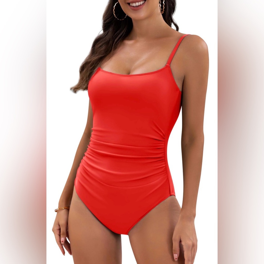 Eomenie One Piece Women Swimsuits Tummy Control Ruched Bathing Suit Swimwear